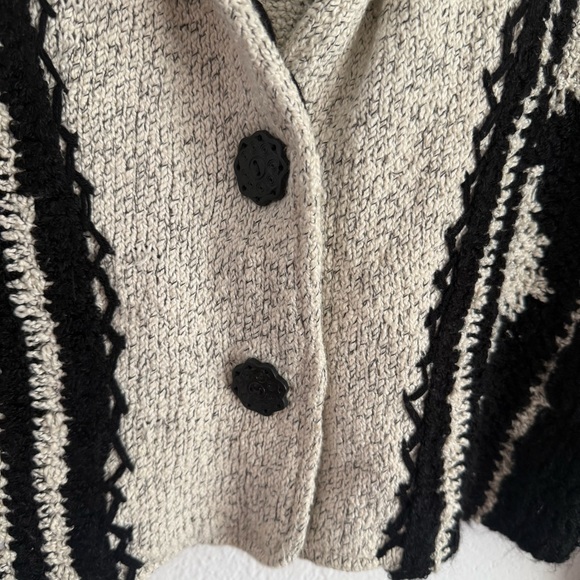 Coldwater Creek Women’s Small SweaterJacket Button Western Aztec Black Cream - Picture 2 of 10